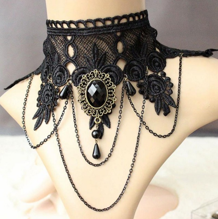 Gothic Loose Chain O Ring Faux Leather Choker, FashionSprout