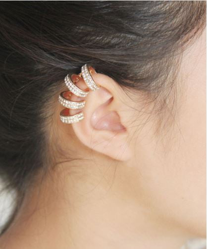 Rhinestone & Gold Ear Cuff